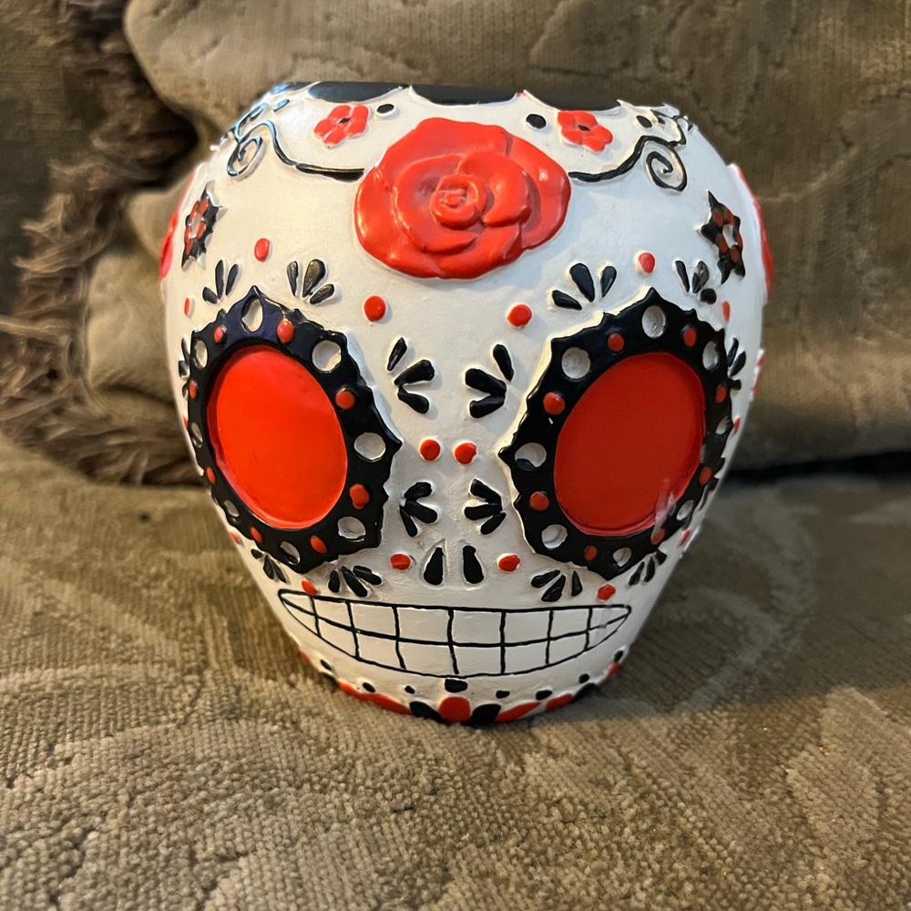 Decorative Day Of The Dead Sugar Skull . Summit Collection. New. Red Black
